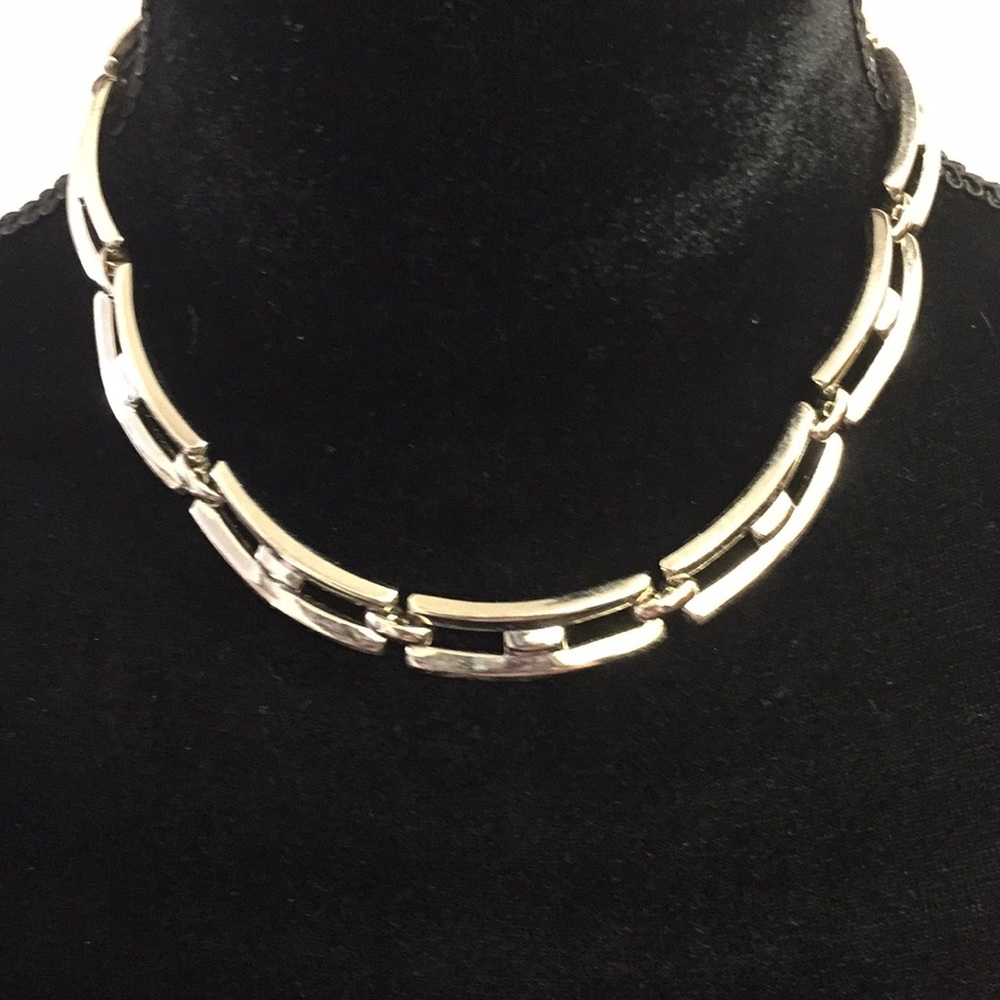 Monet Silver Tone Thick Rectangle Links Necklace